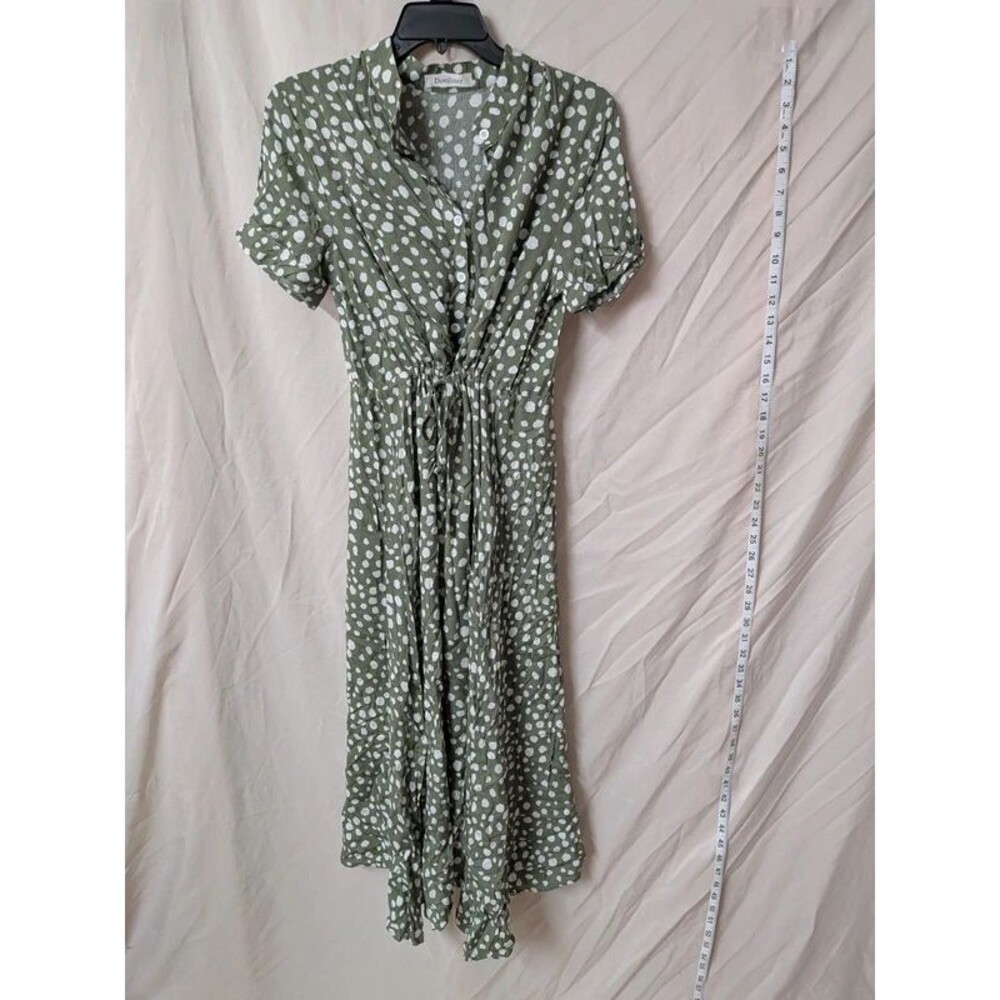 Dorviner Green Dalmatian Dot Shirt Dress - Size L